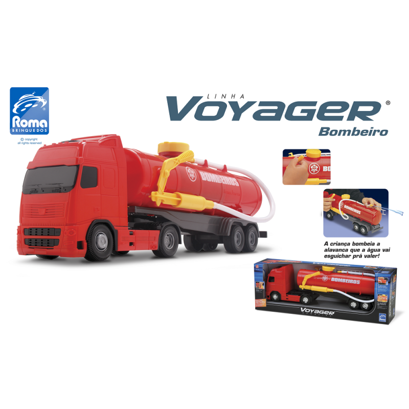 Caminhão Voyager Bombeiro Com 48cm Sai Água Roma - Dupari