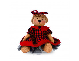 Ursa Filhote com Vestido de Pelúcia Santa Klaus 30cm