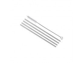 Conjunto Canudo Inox Reto e Escova Higienizadora 5 Peças Descomplica Brinox