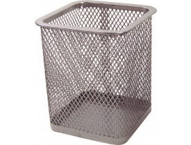 Porta Lápis Quadrado Aramado Prata Kit 8x8x10cm