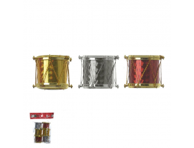 Enfeite de Natal Tambor Metalizado com 6 unidades Colorido 3,5cm D&A