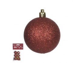 Bola de Natal com Glitter 3cm com 6 unidades Vermelha D&A