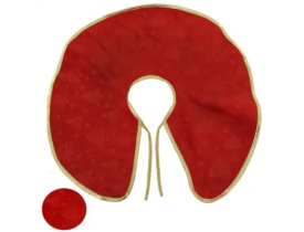 Saia Árvore Natal 75cm Veludo Vermelho/Dourado Florarte 