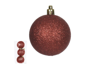Bolas De Natal 6cm Glitter Vermelho Florarte