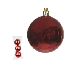 Bolas de Natal 6cm Metalizada Vermelha c/03 Florarte