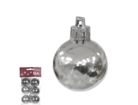 Bolas De Natal 4cm Metalizada Prata c/06 D&A