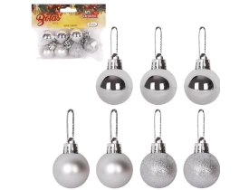Bolas de Natal 3cm Mista Prata c/07 Zein