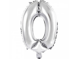 Balão Número 0 Metalizado Prata 40cm Vmp