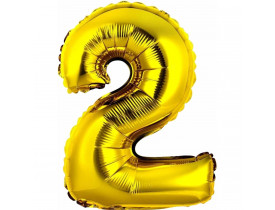 Balão Número 2 Metalizado Ouro 40cm Vmp