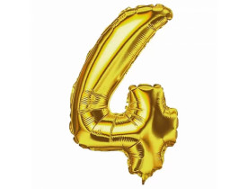 Balão Número 4 Metalizado Ouro 40cm Vmp