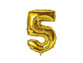 Balão Número 5 Metalizado Ouro 40cm Vmp