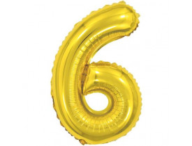 Balão Número 6 Metalizado Ouro 40cm Vmp