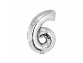 Balão Número 6 Metalizado Prata 40cm Vmp