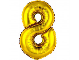 Balão Número 8 Metalizado Ouro 40cm Vmp