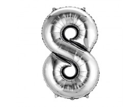 Balão Número 8 Metalizado Prata 40cm Vmp