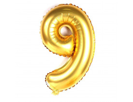 Balão Número 9 Metalizado Ouro 40cm Vmp