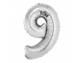 Balão Número 9 Metalizado Prata 40cm Vmp