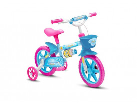 Bicicleta Infantil Aro 12 Azul e Rosa Nathor Modelo Aqua