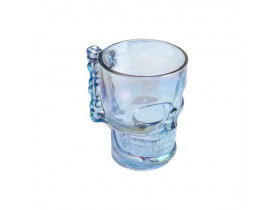 Caneca de Vidro para Chopp e Cerveja 510ml Caveira Rock Style Azul Rainbow Lyor