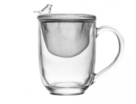 Caneca com Tampa e Filtro Bird 350ml Cristal