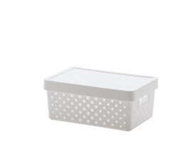 Cesto Organizador com Tampa 19X29cm Branco Quadratta Paramount