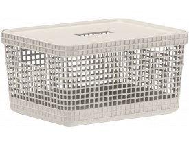 Cesto Organizador com Tampa Grid Bege 8L 