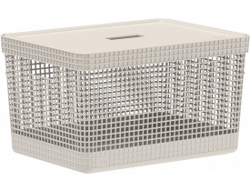 Cesto Organizador com Tampa Grid Bege 20L 