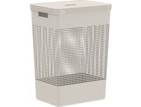 Cesto de Roupas Grid Bege 49L 