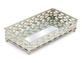 Bandeja para Banheiro Luxo Francesa Retangular P Prata 13X24cm Mek