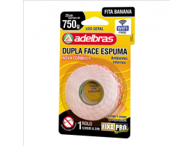 Fita Dupla Face Espuma Banana Fixa Pro 12mm X 2 metros Adelbras