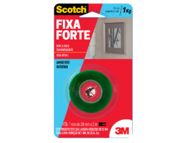 Fita Dupla Face Fixa Forte Transparente 24mm X 2 metros 3M