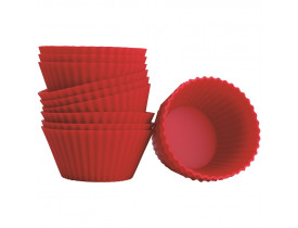 Forma de Cupcake e Muffin de Silicone com 12 Mor 7x7x3cm Vermelha 008511