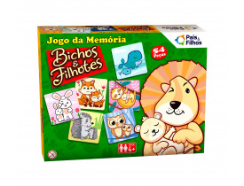 Jogo da Memória Bichos e Filhotes 54 Peças Pais e Filhos