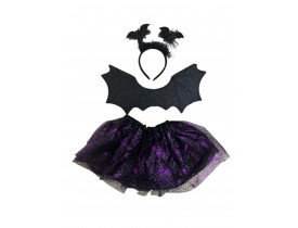 Kit Saia c/ Asa e Tiara Morcego Halloween| ModaMix
