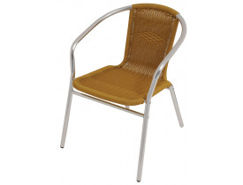 Cadeira Poltrona de Alumínio Bege Rattan 62x55x72cm Mor