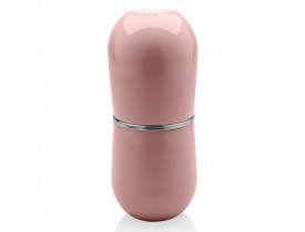 Porta Escova Cromo Belly com Tampa Rosa Quartzo Ou Martiplast