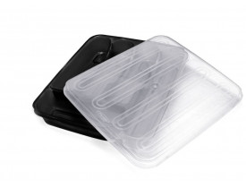 Porta Talheres com Tampa Preto Plasvale