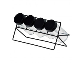 Porta Temperos de Vidro com Suporte 4 Peças Lyor