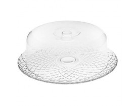 Prato de Bolo de Vidro com Tampa de Plástico Bari Ruvolo