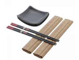 Conjunto 6 Peças para Sushi de Bambu e Cerâmica Sendai - Lyor