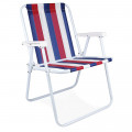 Cadeira de Praia e Sacada Alta Mor Listrado Azul, Branco e Vermelho 53x54,5x72,5cm