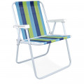 Cadeira de Praia e Sacada Alta Mor Listrado Azul, Marinho e Verde 53x54,5x72,5cm