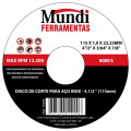 Disco de Corte para Inox 4.1/2'' Mundi