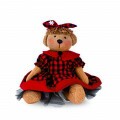 Ursa Filhote com Vestido de Pelúcia Santa Klaus 30cm