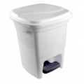 Lixeira de Pedal 15 litros Branca 29X31X35cm Plasvale