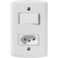 Conjunto 4x2 com 1 Interruptor Simples e 1 Tomada 2P+T Branco Lux² Tramontina