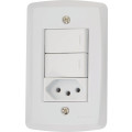 Conjunto 4x2 com 2 Interruptores Simples e 1 Tomada 2P+T Branco Lux² Tramontina