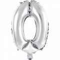 Balão Número 0 Metalizado Prata 40cm Vmp