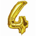 Balão Número 4 Metalizado Ouro 40cm Vmp