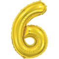 Balão Número 6 Metalizado Ouro 40cm Vmp